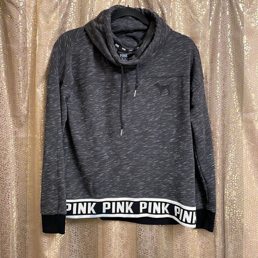 PINK Victorias Secret cowl neck black/gray sweatshirt, size XS